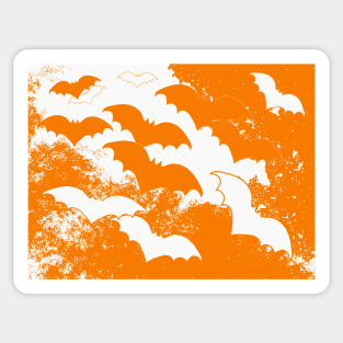 White Bats In Flight Orange Sticker